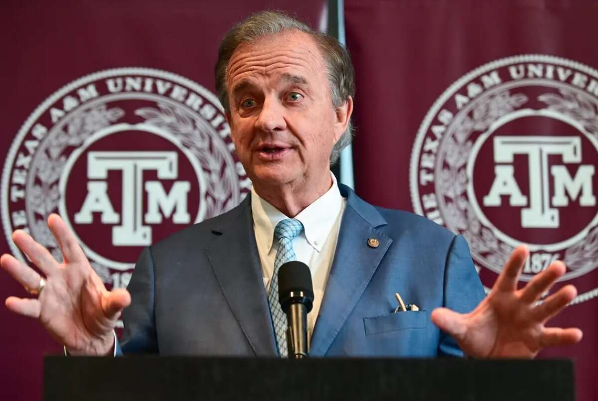 John Sharp, chancellor of the Texas A&M University System, speaks during a press conference at the PalmWood Event and Conference center in downtown Fort Worth on May 19, 2022.