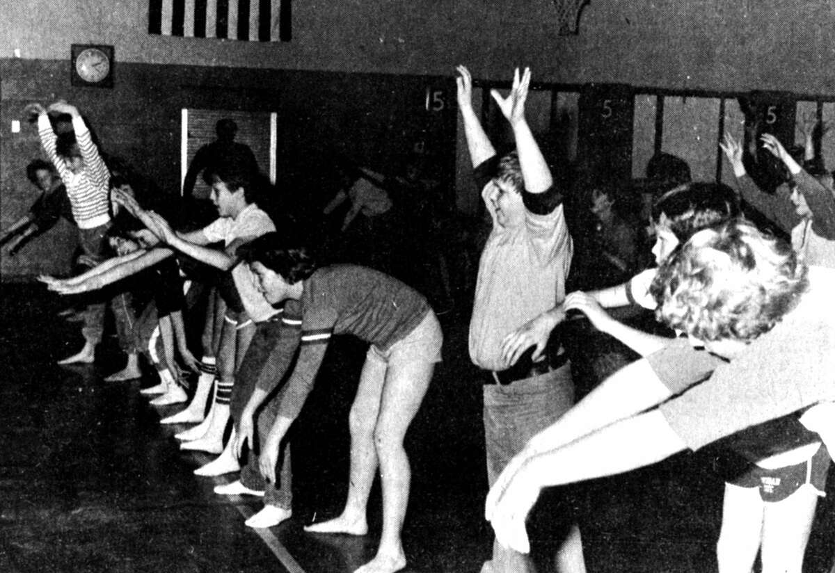 North Elementary sixth grade students found a new way to exercise this past week. The photo was published in the News Advocate on March 4, 1983.