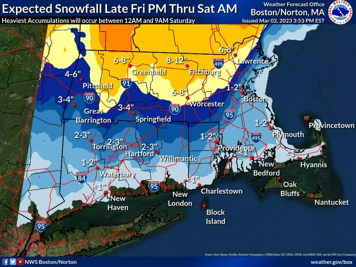 A winter storm Friday night will bring several inches of mixed snow and sleet and rain to Connecticut. The bulk of the heavy snow will fall in upper New England and New York state, while coastal regions of Connecticut will see rain and wind that could produce flooding.