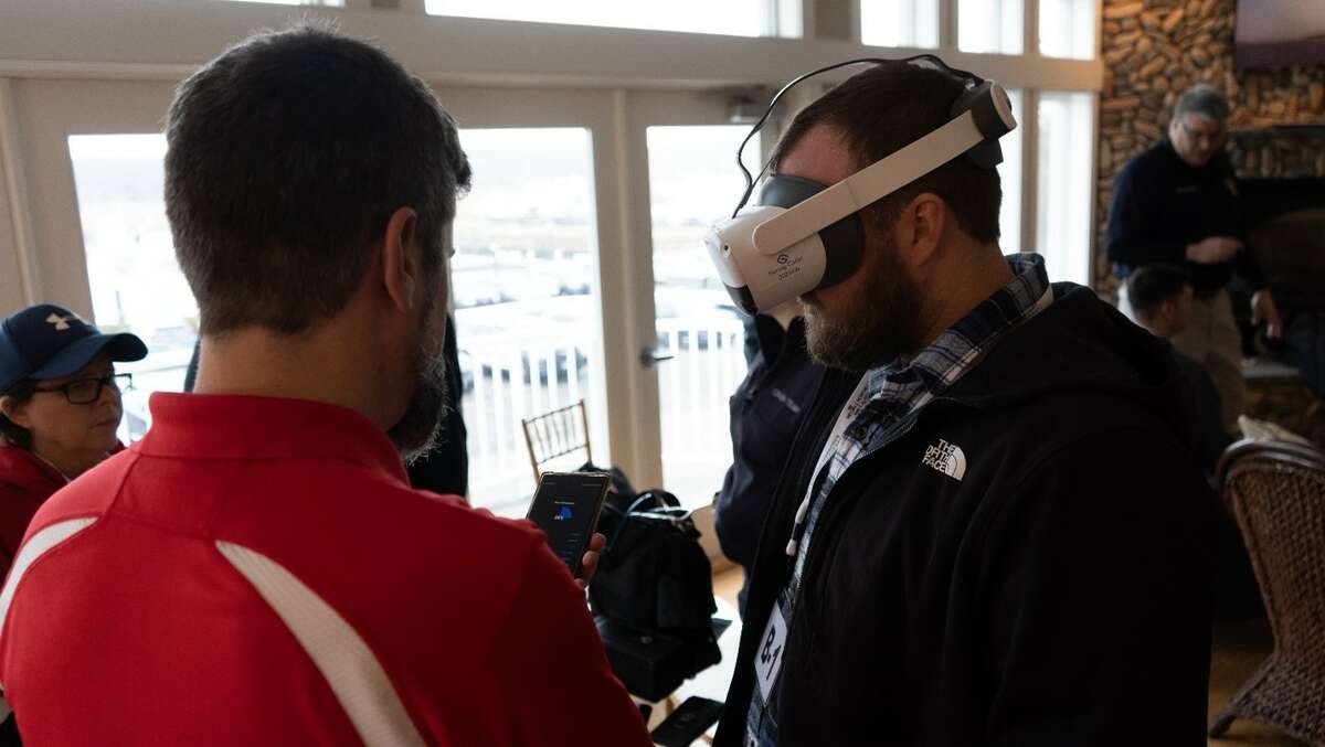 Connecticut police officers and volunteers take part in a training to help detect drivers operating under the influence of marijuana and/or alcohol on Feb. 9, 2023, in Guilford, Conn. 