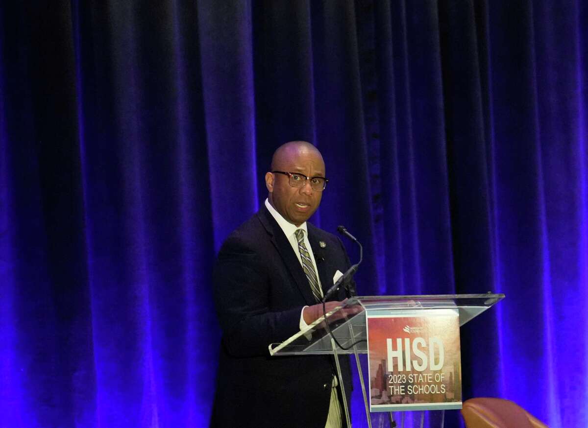 The Houston Independent School District Superintendent Millard House II delivers his second State of the Schools address Friday, March 3, 2023, at Hilton Americas-Houston in Houston. The school district also celebrated its centennial of educational success.