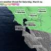风暴预测中心预计，北加州大部分地区有轻微的雷暴风险，北湾可能是今天风险的靶心。