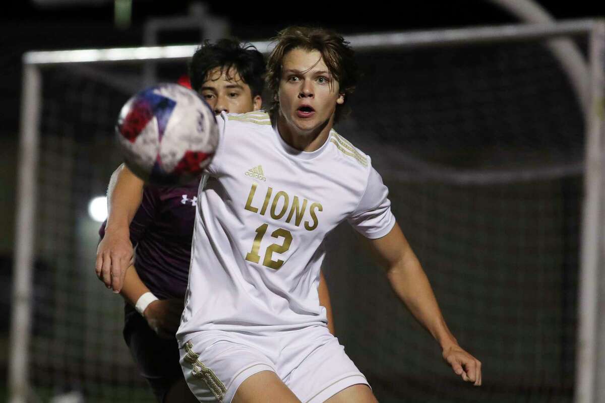 Lake Creek’s Jayce Morris (12), seen here last week, scored for the Lions in a 2-0 over A&M Consolidated Tuesday night.