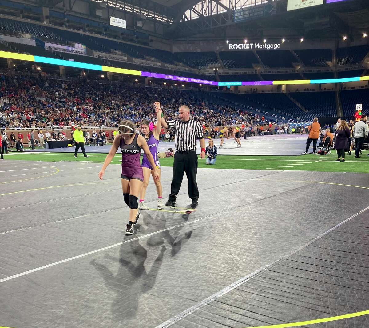 Frankfort's Bella Crompton earned all-state honors and eighth place at the 2023 MHSAA individual wrestling state finals on March 4.