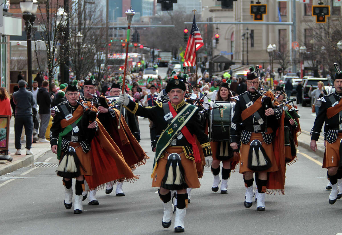 The 28th annual St. Patrick's Day Parade proceeds through downtown Stamford, Conn., on Saturday March 4, 2023.