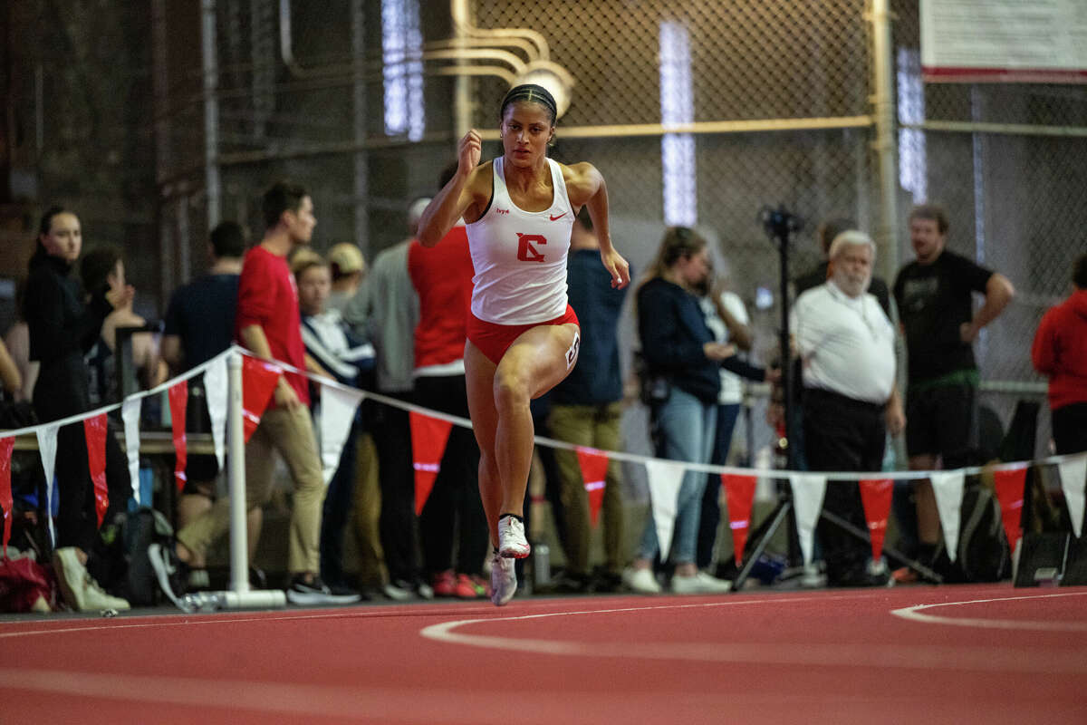 Ama Boham of the Cornell Big Red women's track & field team competes at the Greg Page Relays on Saturday, Dec. 3, 2022 in Barton Hall in Ithaca, NY. (Eldon Lindsay/Cornell Athletics)