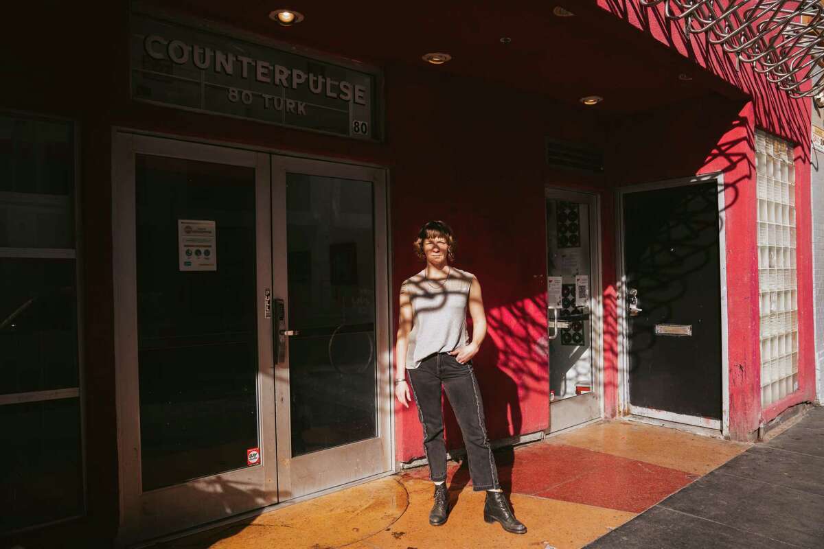 CounterPulse Artistic and Executive Director Julie Phelps stands outside of the art incubator’s building in the Tenderloin, which it recently purchased through a real estate trust model in collaboration with the Community Arts Stabilization Trust