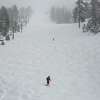 Skiers and snowboarders on the last run after the lifts closed in the mid afternoon at Heavenly Mountain Resort in South Lake Tahoe, Calif., on Tuesday, February 28, 2023. The lifts closed around 3pm on Tuesday.