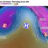 这个弱高压系统将在本周的下半周离开海岸，美国天气模式预测另一个低压系统将在本周的下半周逐渐蚕食这个高压系统。