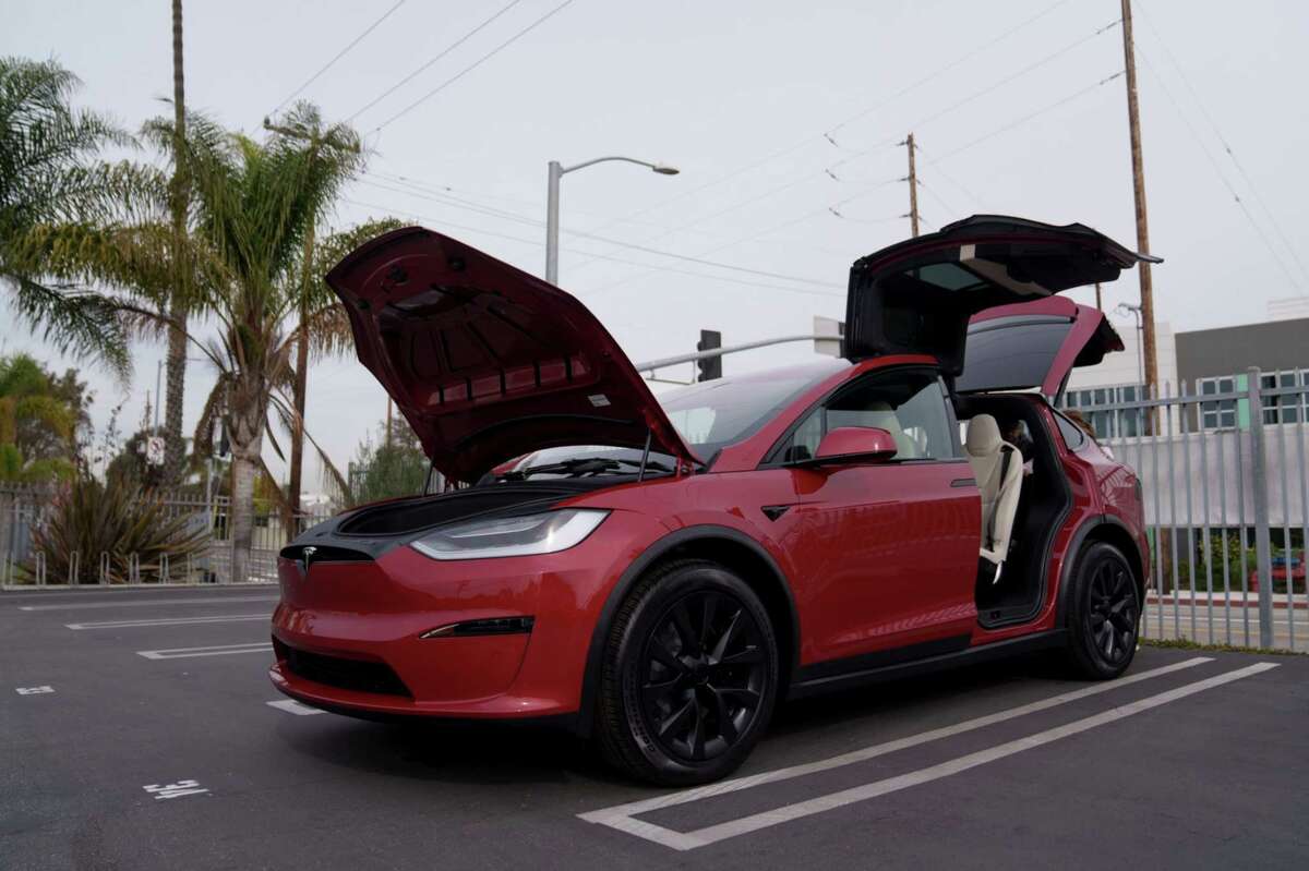 A Tesla Model X at a Tesla delivery center in Marina del Rey, California.
