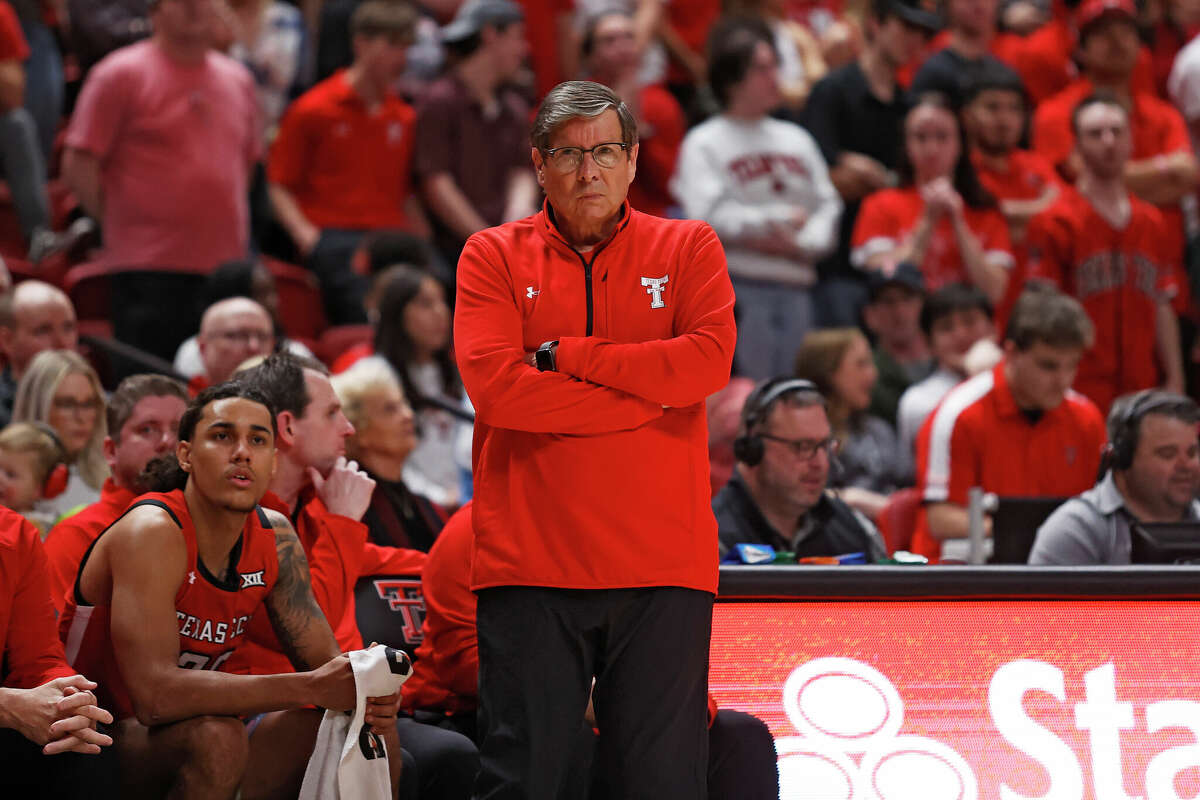 Texas Tech coach Mark Adams looks on the court during the first half of an NCAA college basketball game against Oklahoma State, Saturday, March 4, 2023, in Lubbock, Texas. (AP Photo/Brad Tollefson)