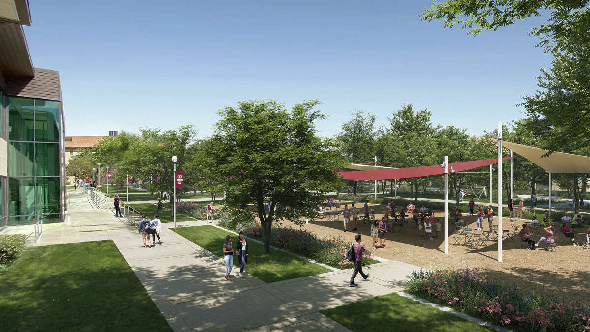 Artist renderings are shown of plans for the Texas A&M International University campus.