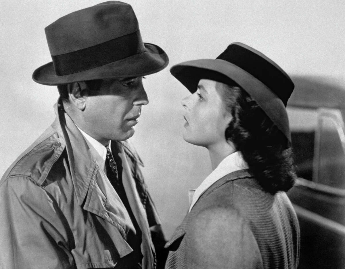 American actor Humphrey Bogart and Swedish actress Ingrid Bergman on the set of Casablanca, directed by Michael Curtiz. 