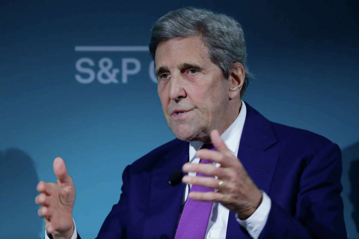 John Kerry, special presidential envoy for climate at the US Dept. of State, during a conversation session at CERAweek 2023, held at the Hilton Americas and George R. Brown Convention center Monday, March 6, 2023 in Houston.