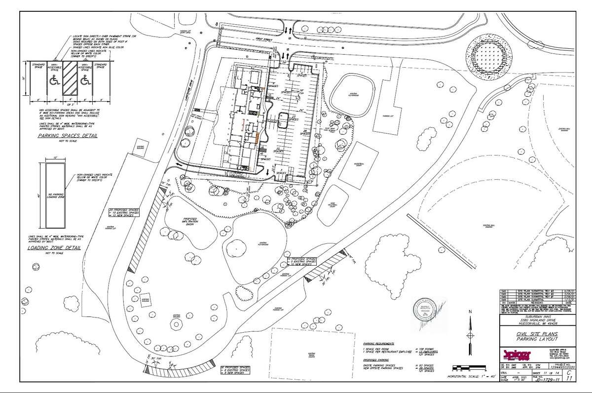 Pictured is the parking layout from a site plan as part of the Hampton Inn project.