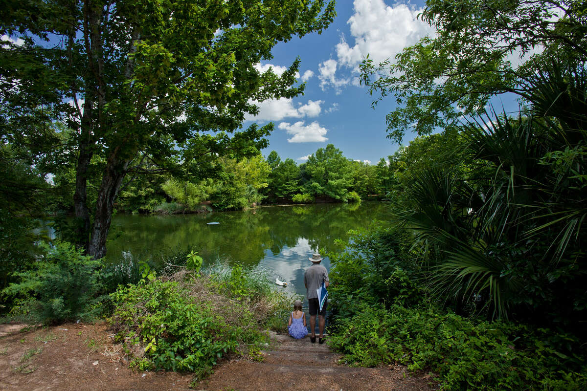Lake view at San Antonio Botanical Garden.