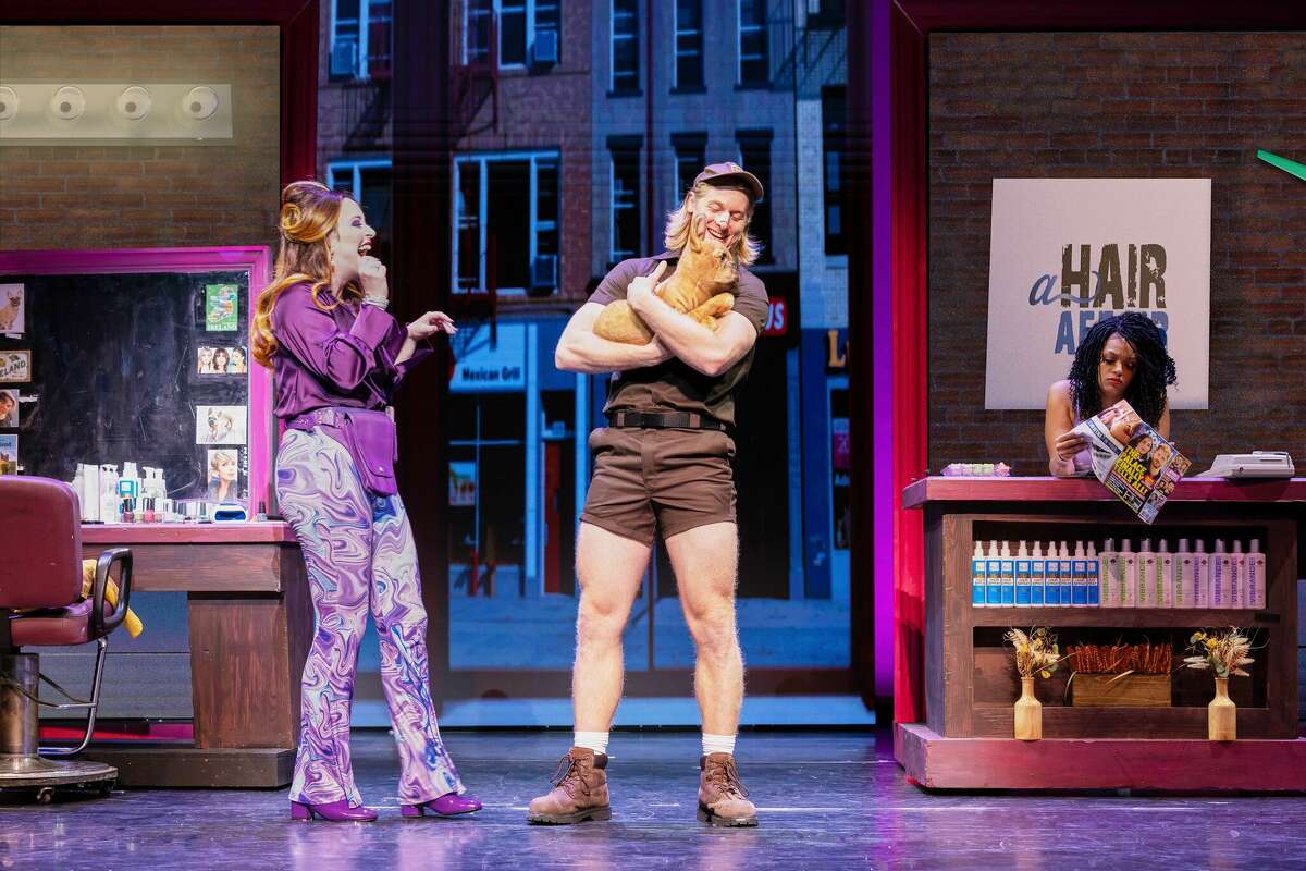 Ashley Morton as Paulette and Matthew Dean Hollis as Kyle in Legally Blonde – The Musical.