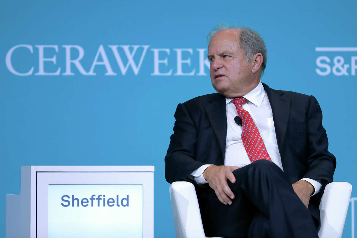 Scott Sheffield, CEO of Pioneer Natural Resources, during a panel discussion at CERAweek 2023, held at the Hilton Americas and George R. Brown Convention center Tuesday, March 7, 2023 in Houston.