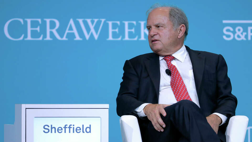 Scott Sheffield, CEO of Pioneer Natural Resources, during a panel discussion at CERAweek 2023, held at the Hilton Americas and George R. Brown Convention center Tuesday, March 7, 2023 in Houston.