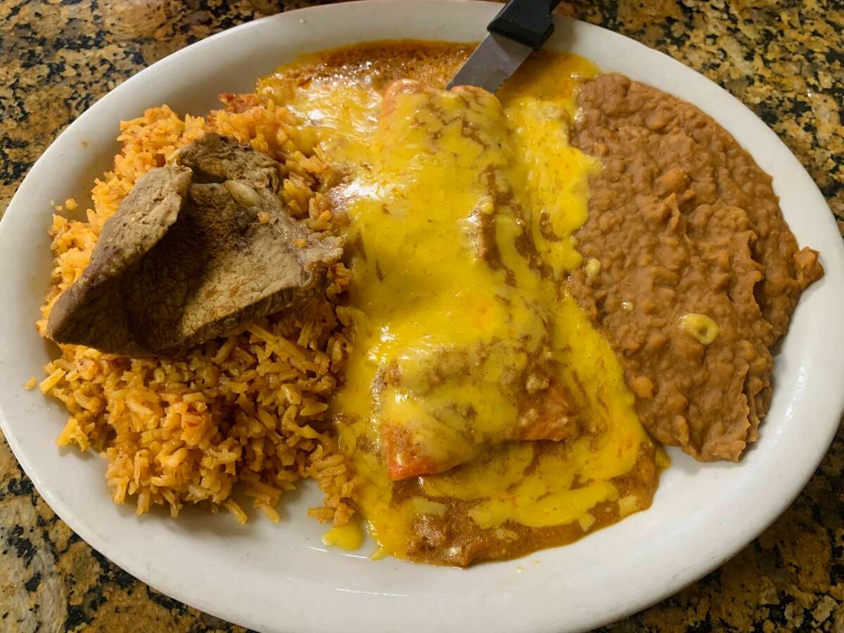 The cheese enchilada and steak plate at Eddie's Taco House. 