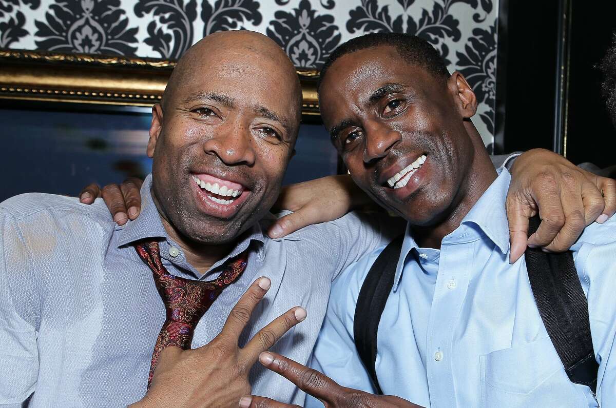 Kenny Smith and Vernon Maxwell at the Kenny "The Jet" Smith Annual NBA All-Star Bash at The Marque at on Feb. 15, 2013 in Houston.