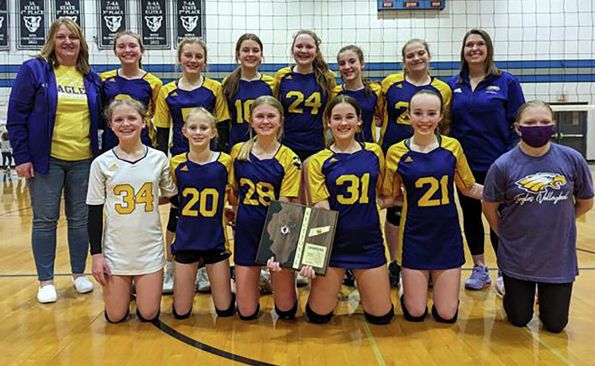 The Trimpe Middle School 7th grade girls volleyball team of Bethalto captured the championship of the IESA Class 4A Edwardsville Sectional with a 2-0 win over Chatham Glenwood Monday at Liberty Middle School. Trimpe, 24-2, will advance to the IESA State Tournament in Normal on Friday and face 25-2 Morton.