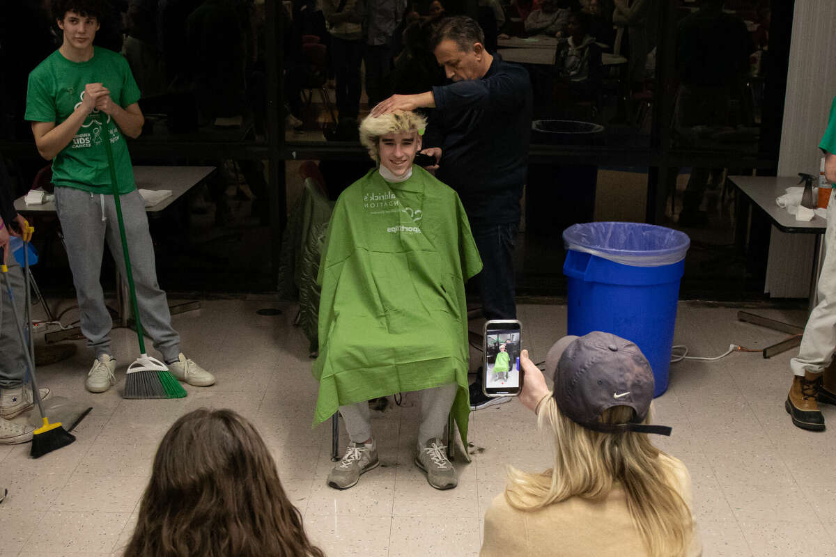 Wilton students get shaved 'in solidarity' with kids with cancer