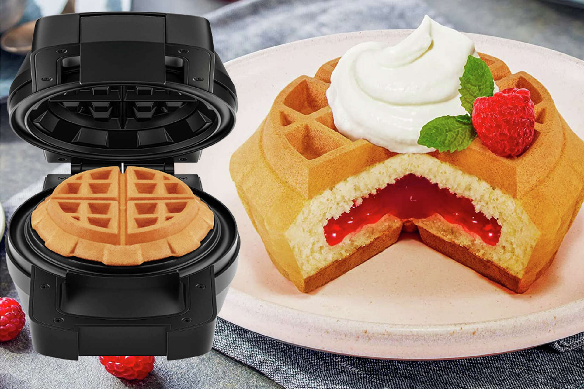 This stuffed waffle maker will elevate your brunch game for $30