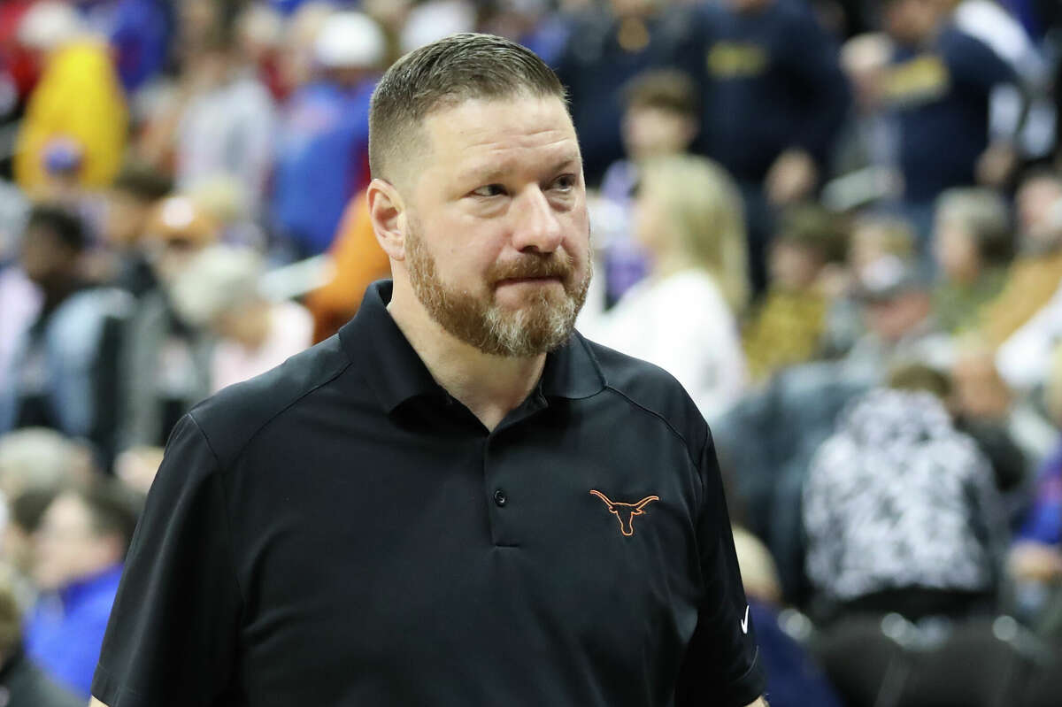 Texas Longhorns head coach Chris Beard after a Big 12 Tournament quarterfinal game between the TCU Horned Frogs and Texas Longhorns on Mar 10, 2022 at T-Mobile Arena in Kansas City, MO.