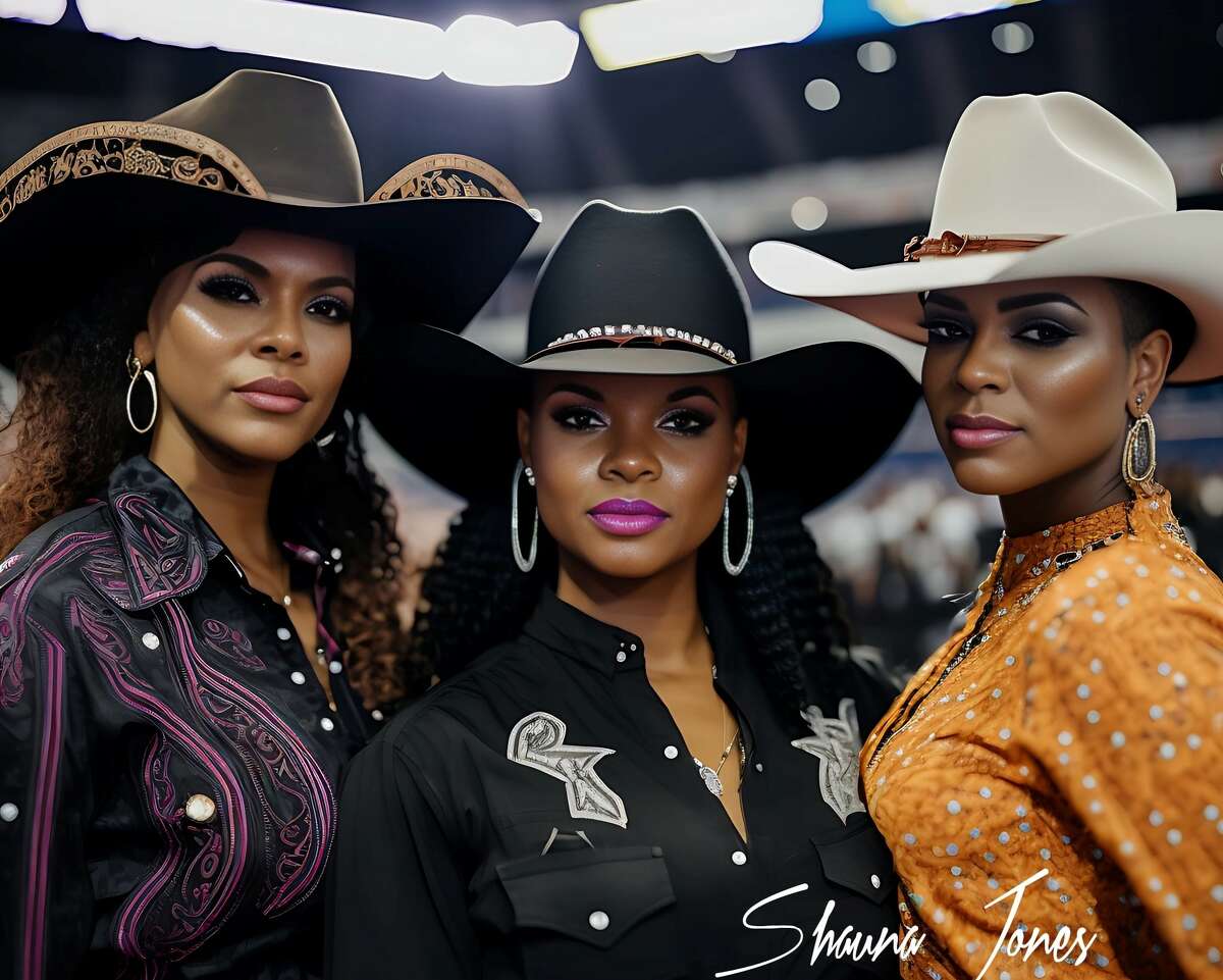 AI-generated artworks created by Shauna Jones depict Black women at the 2023 Houston Livestock Show and Rodeo. 