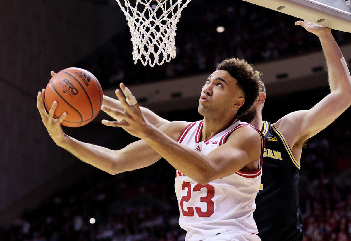 BLOOMINGTON, INDIANA - MARCH 05: Trayce Jackson-Davis #23 of the Indiana Hoosiers shoots the ball against the Michigan Wolverines at Simon Skjodt Assembly Hall on March 05, 2023 in Bloomington, Indiana. (Photo by Andy Lyons/Getty Images)