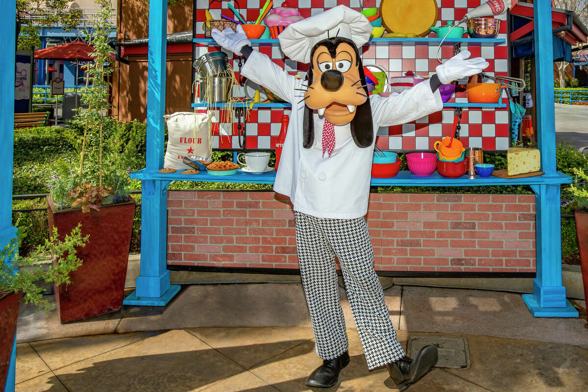 Chef Goofy poses at the Disney California Adventure Food & Wine Festival at the Disneyland Resort in Anaheim, California.