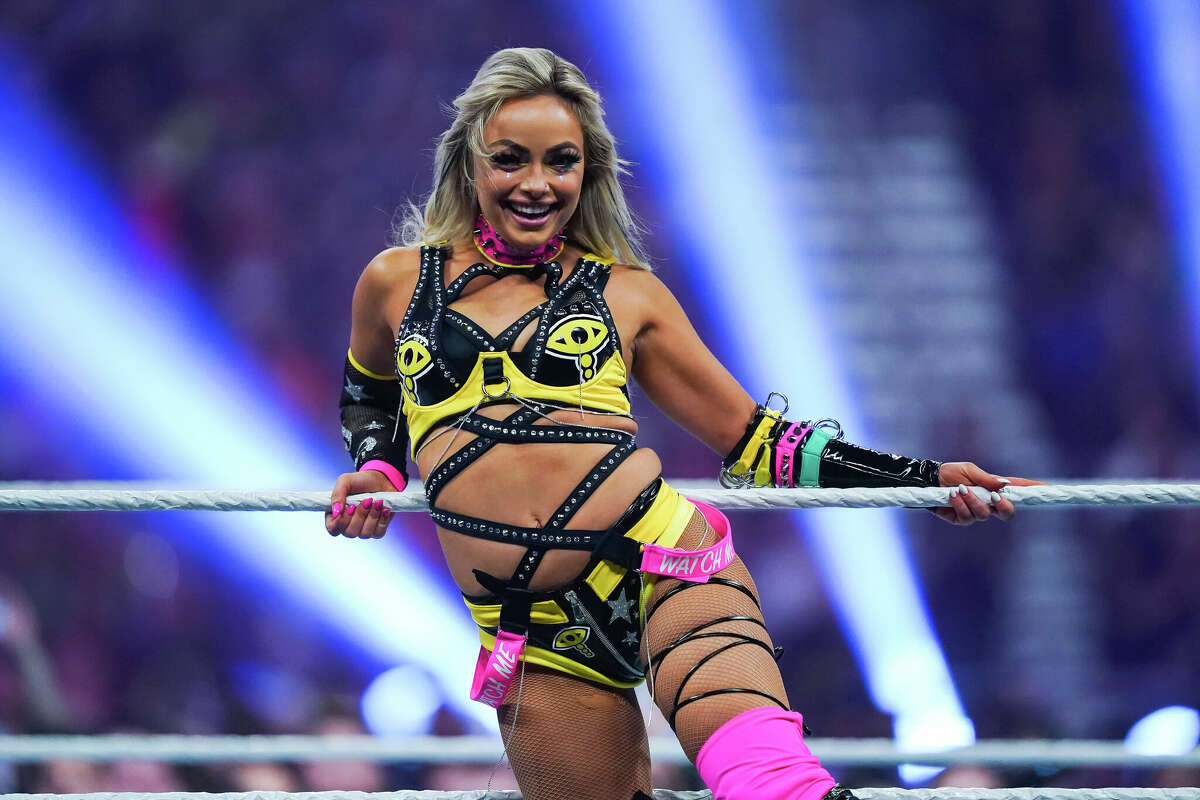 SAN ANTONIO, TEXAS - JANUARY 28: Liv Morgan looks on during the WWE Royal Rumble at the Alamodome on January 28, 2023 in San Antonio, Texas. (Photo by Alex Bierens de Haan/Getty Images)