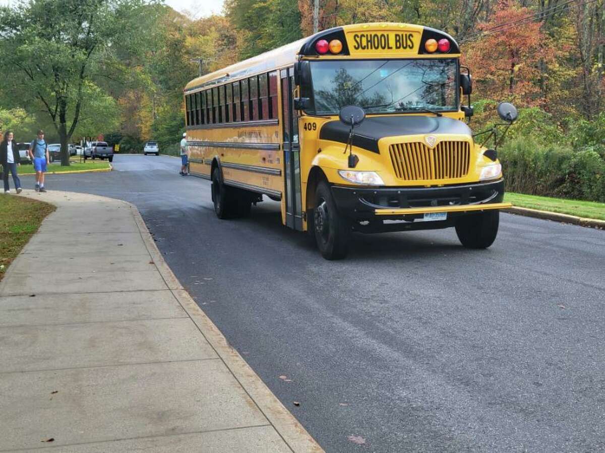 A school bus outside a Woodbridge school.