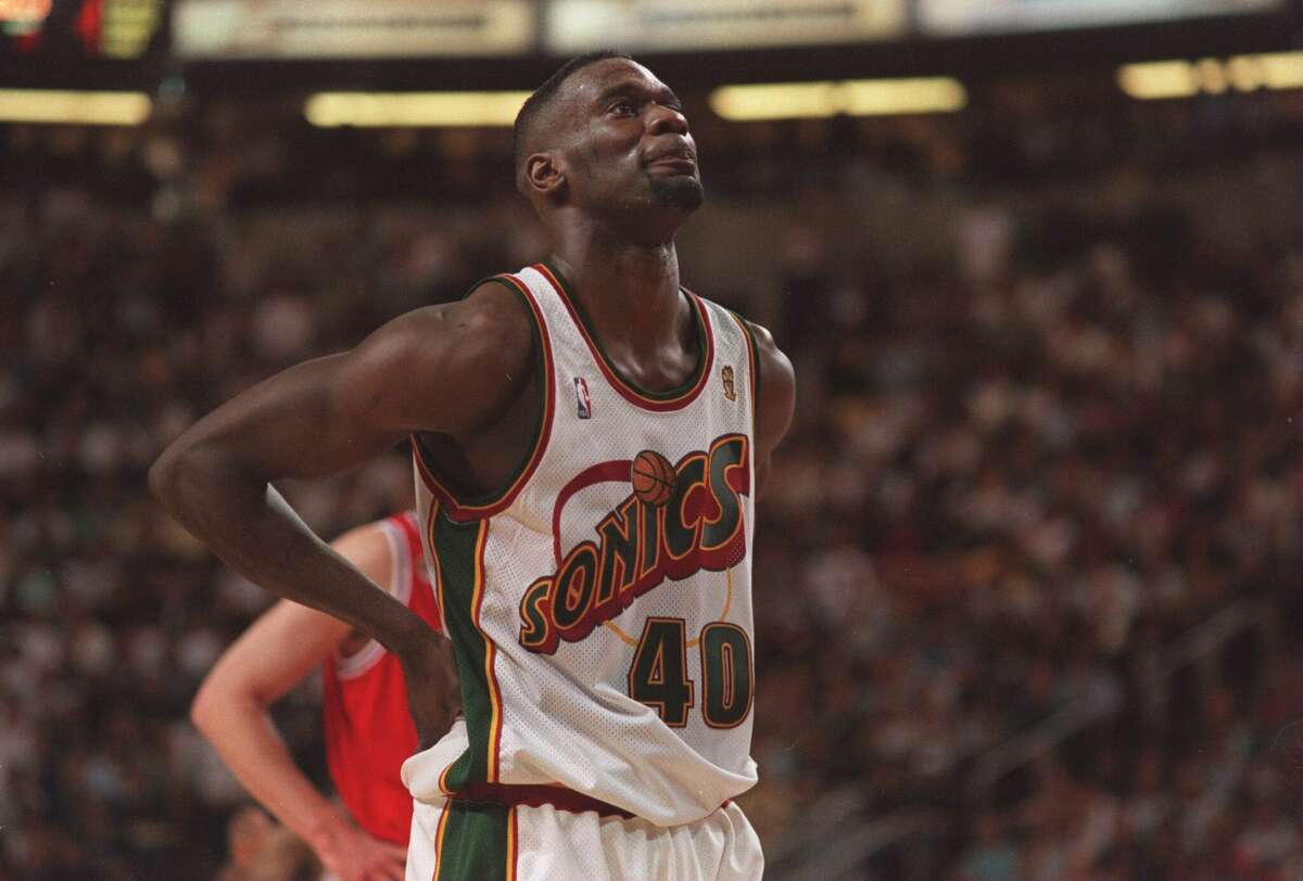 Former NBA All-Star Shawn Kemp was arrested on a drive-by shooting charge in Tacoma, Washington. In this photo he is playing a game in 1996 against the Chicago Bulls. 