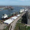 Cruise ships are docked at the Port of Galveston, where officials are negotiating for a fourth cruise terminal.