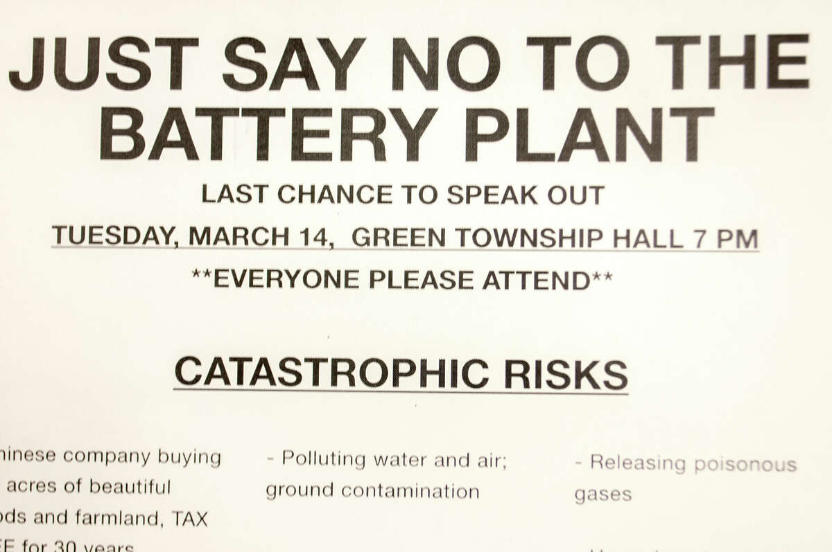 Residents across Big Rapids received a flier promoting "just say no" to the Gotion battery component plant proposal and asking them to show up to Tuesday's public meeting. Although it is unclear who sent the flier, officials believe it was generated from locals who hired an out-of-state bulk mailing firm. 