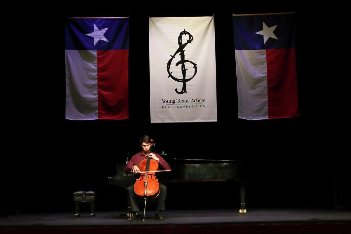 Celist performs during the Young Texas Artists Music Competition at the Crighton Theatre, Thursday, March 9, 2023, in Conroe. The four-day event features classical artist from around Texas.