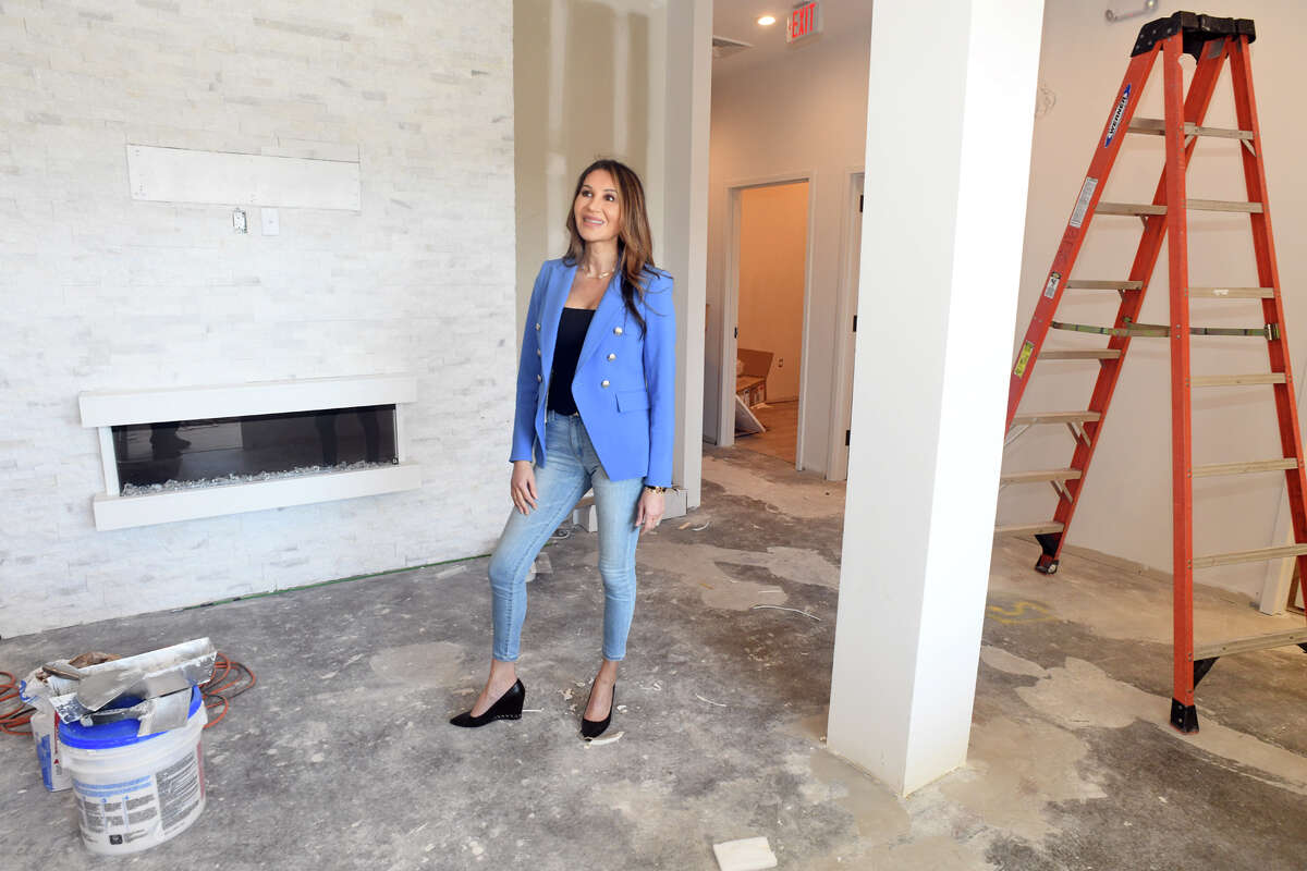 Founder Marria Pooya speaks during an interview inside Greenwich Medical Spa, currently under construction in Greenwich, Conn. March 9, 2023. The spa will reopen soon after being heavily damaged by fire in 2020.