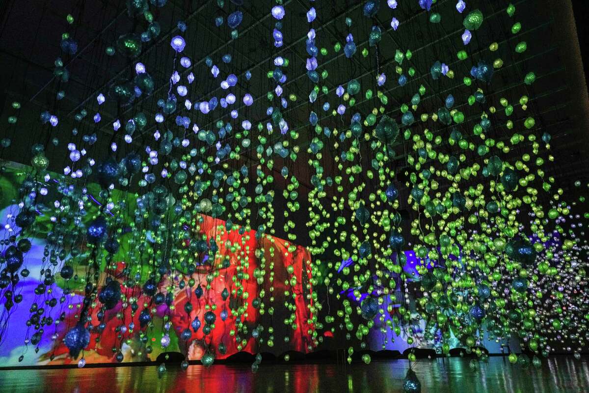 Pixel Forest and Worry Will Vanish by Swiss artist Pipilotti Rist on display at the Museum of Fine Arts, Houston. 