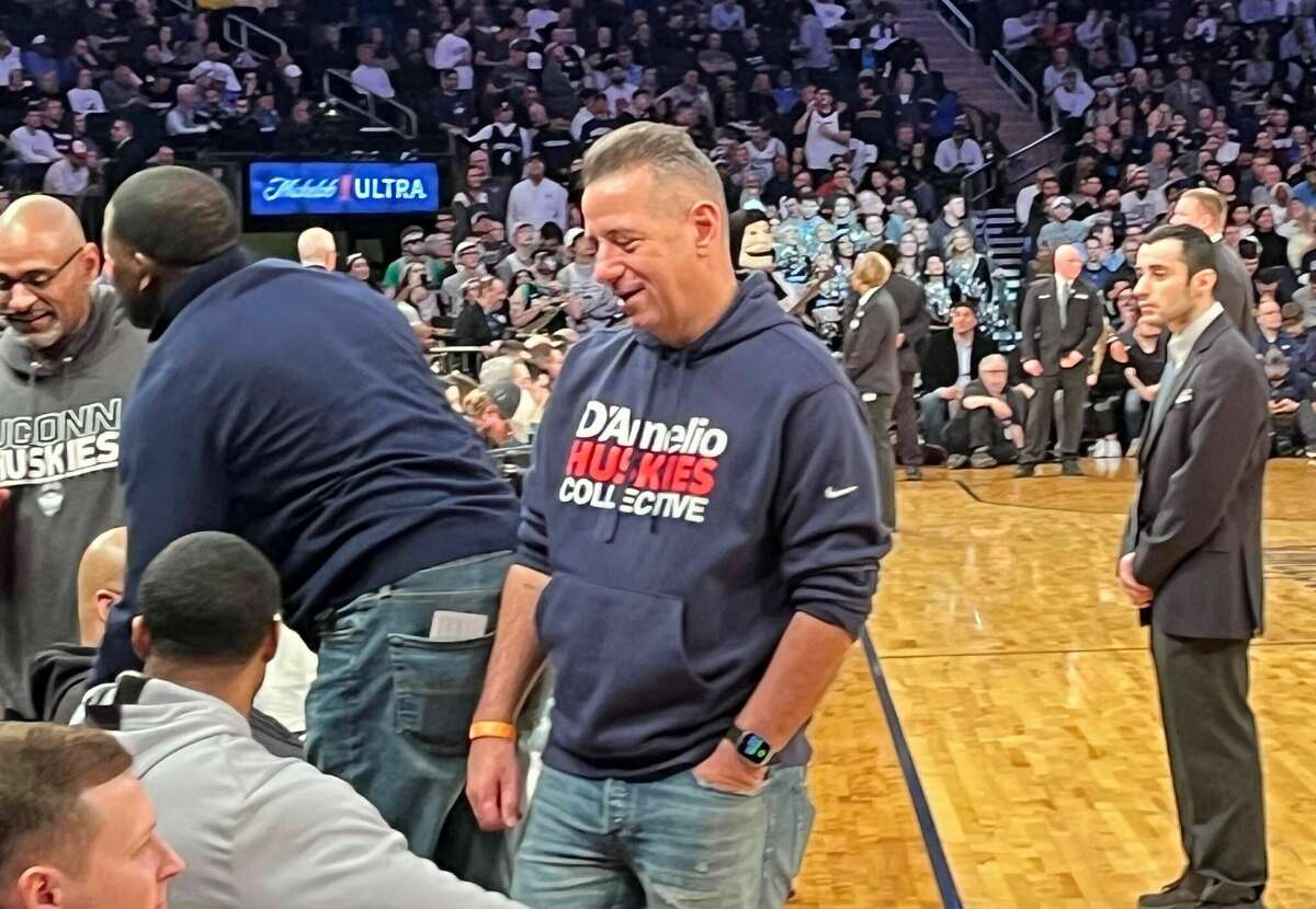UConn alum Marc D'Amelio, who was courtside at Madison Square Garden for the Big East Tournament game vs. Providence Thursday.