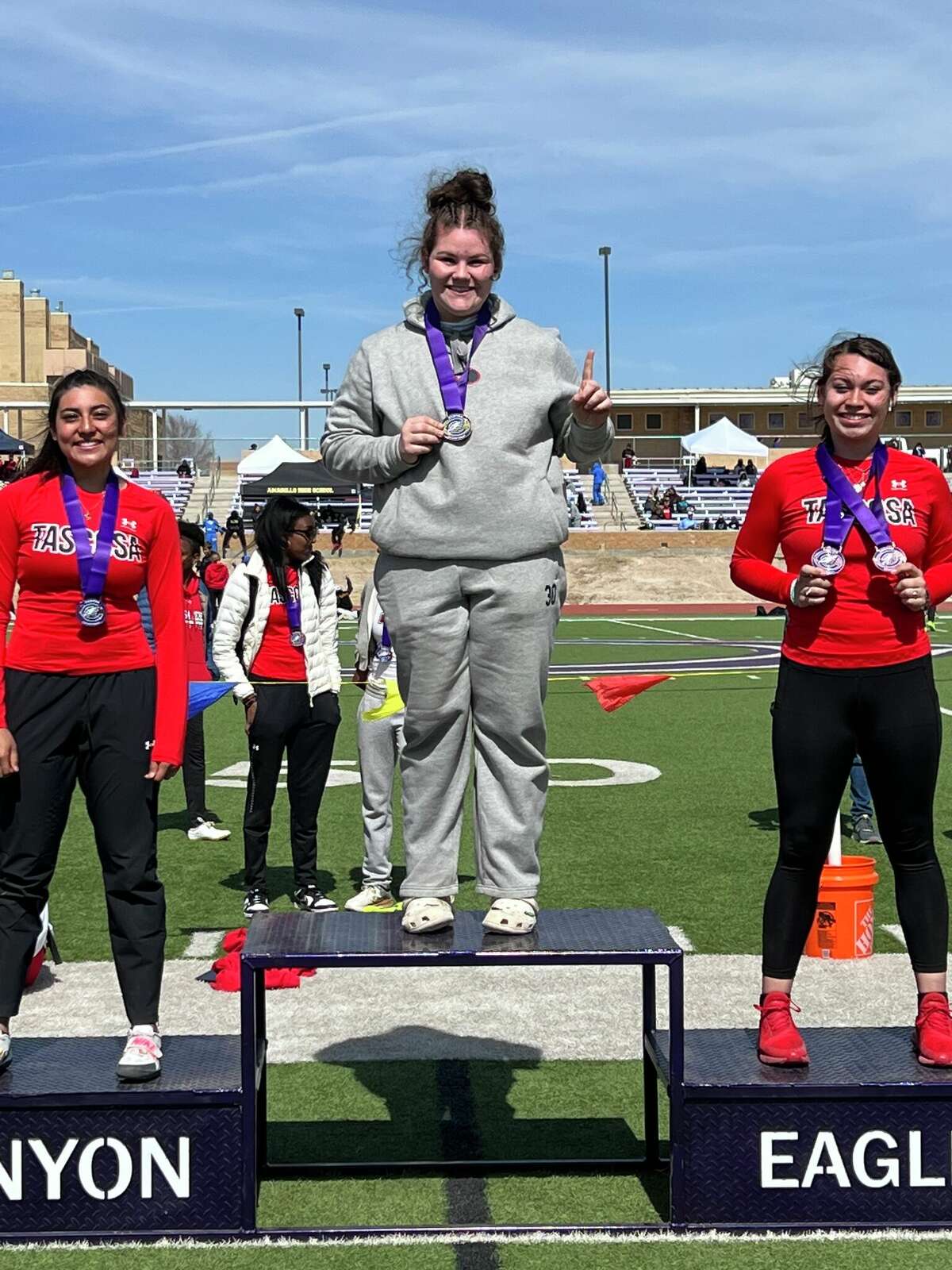 Rushing stood atop the podium at the Canyon Invitational after throwing 118’08 in the discus event.