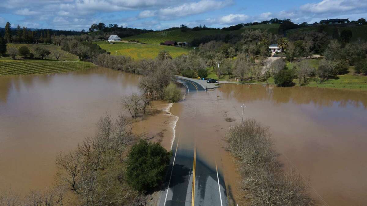 A section of Trenton-Healdsburg Road flooded in Forestville on Friday. Heavy rains throughout the night brought flooding to areas of the North Bay.