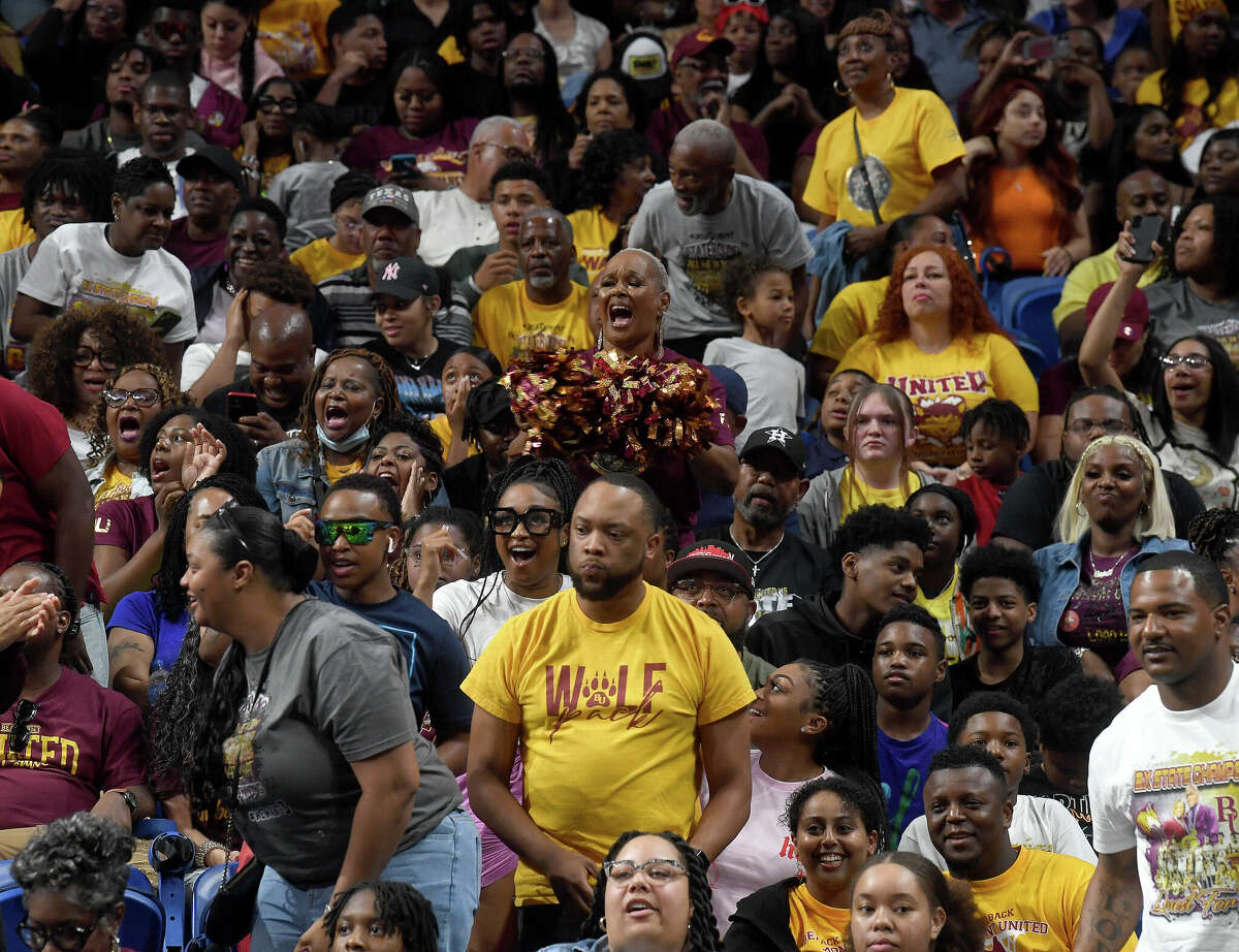 Fans root on Beaumont United as they battle Brennan in the 6A state semi final at the Alamodome Friday. Photo made Friday, March 10, 2023 Kim Brent/Beaumont Enterprise