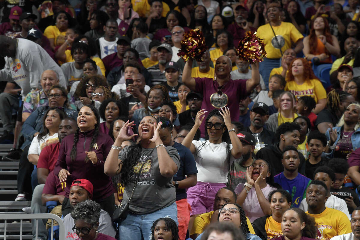 Fans root on Beaumont United as they battle Brennan in the 6A state semi final at the Alamodome Friday. Photo made Friday, March 10, 2023 Kim Brent/Beaumont Enterprise