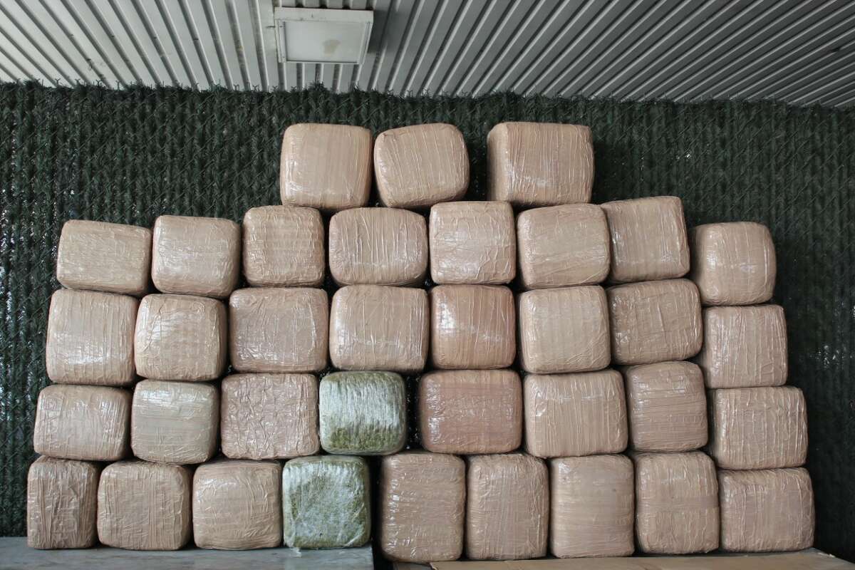 Shown are bundles of marijuana with a street value of $1,015,992 seized by Customs and Border Protection during a secondary inspection of a tractor trailer at the World Trade Bridge on Thursday, March 9.