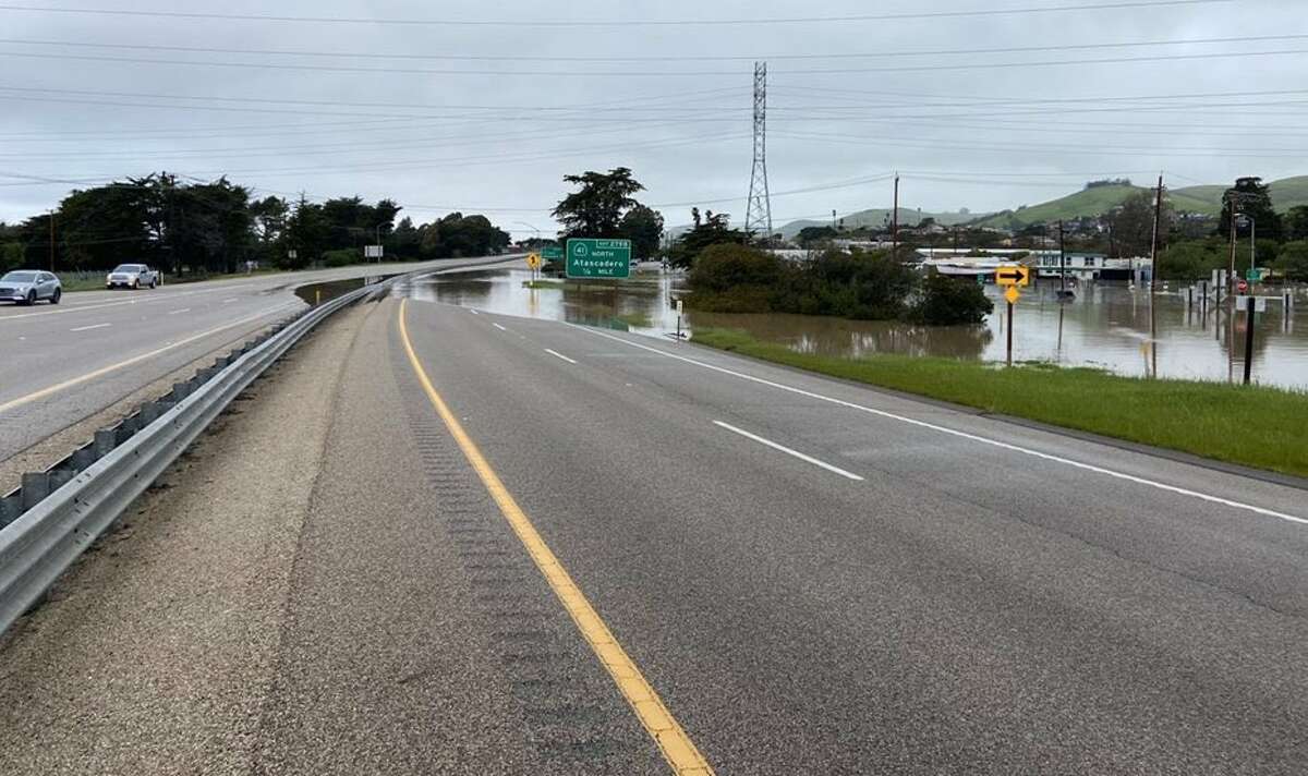 Flooding forced the closure of northbound Highway 1 from Morro Bay Boulevard to San Jacinto Street in Morro Bay (San Luis Obispo County) on Friday.