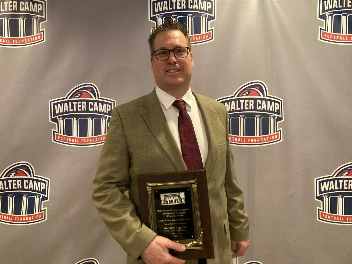 Anthony Sagnella of North Haven was named 2022 CT High School Coach of the Year after leading his team to the Class MM championship, the first state title in the history of the program. 