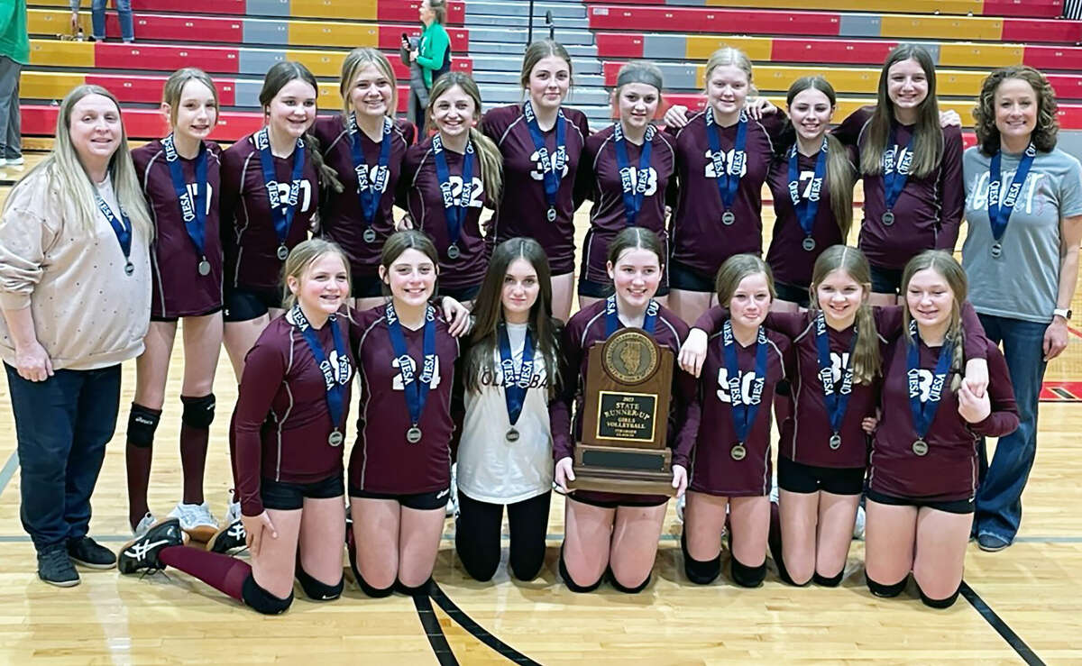 The Staunton 7th grade girls volleyball team finished second in the IESA Class 3A State Tournament Saturday. Eureka beat the Terriers in the state final after Staunton had advanced with a semifinal win over Pleasant Plains.