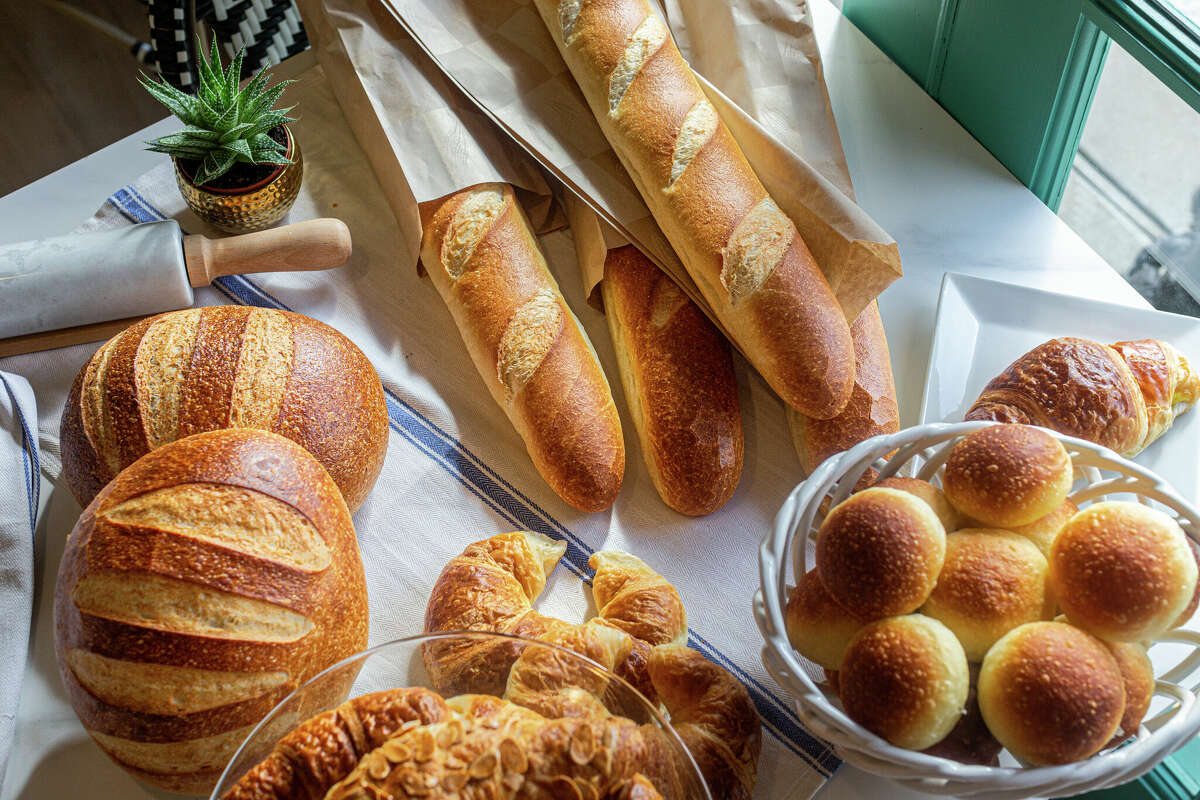 A selection of scratch-made breads and other baked goods at French Gourmet Bakery in Houston's River Oaks.